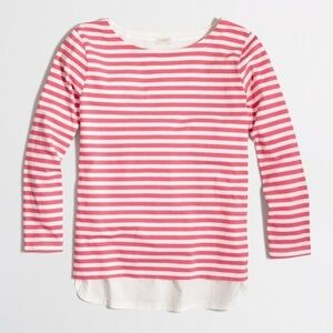 J. Crew Pink & White Stripe Woven Back Top Sz S